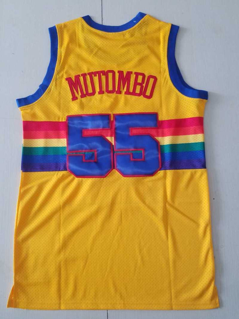 Denver Nuggets #55 Dikembe Mutombo Nuggets 55 Yellow s-xxl Style 5