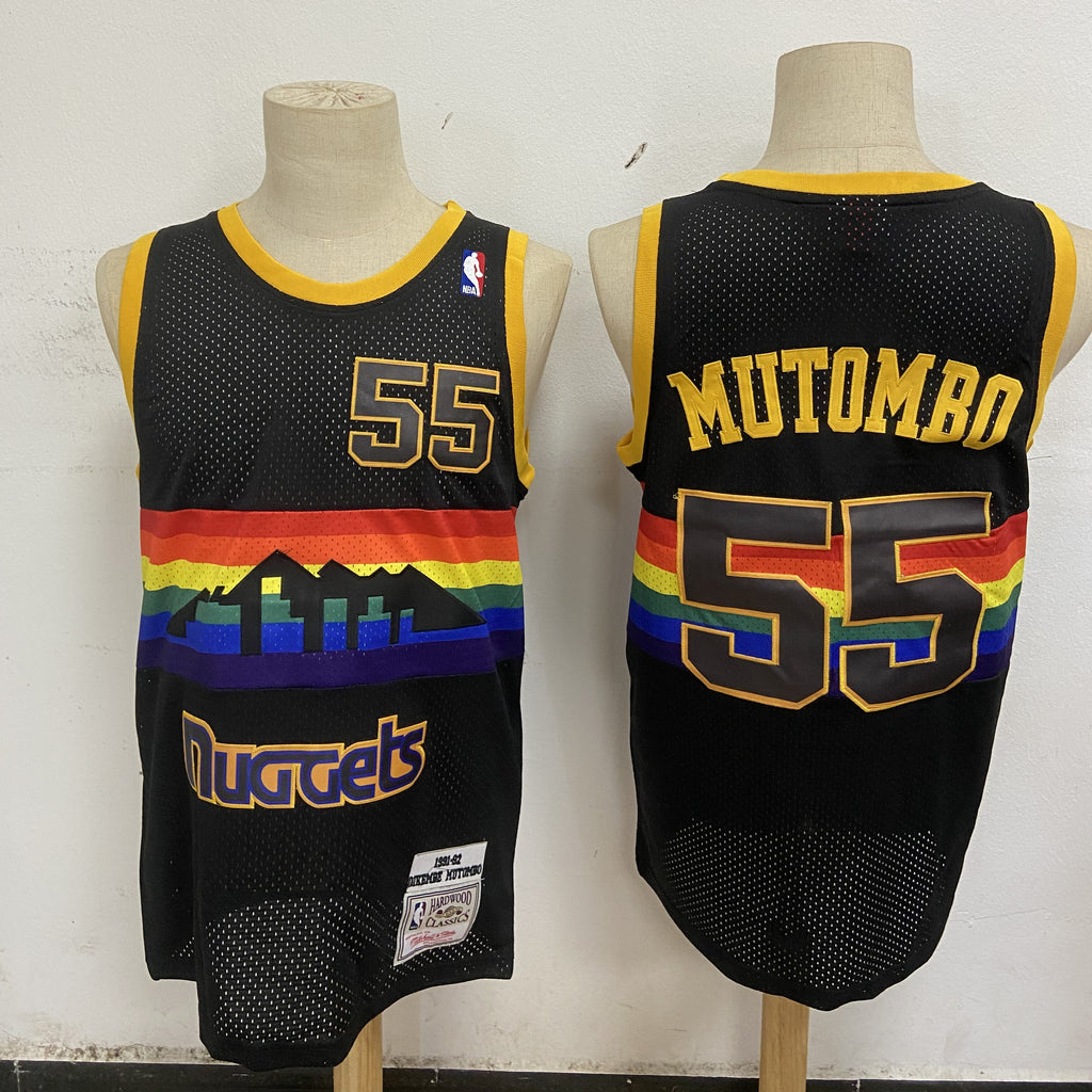 Denver Nuggets #55 Dikembe Mutombo Nuggets 55 # Mutombo White Premium Mesh Jersey Style 1