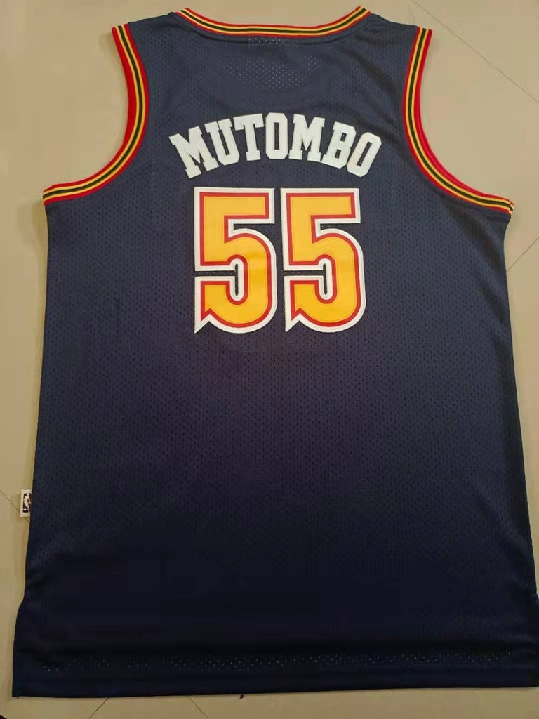 Denver Nuggets #55 Dikembe Mutombo Nuggets 55 # Navy Trefoil Retro Jersey Style 2