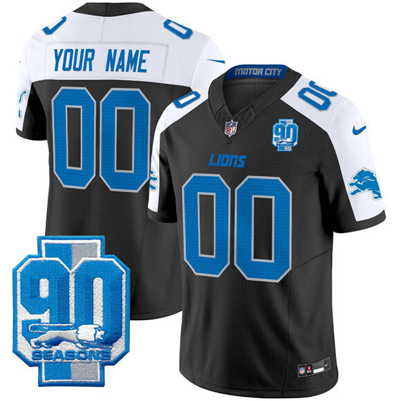 Detroit Lions Active Player Custom Black White 2025 F.U.S.E. 90th Year Patch Limited