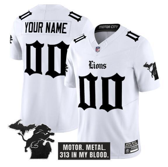 Detroit Lions Active Player Custom White 2025 F.U.S.E. 'Gothic Motor Grit Edition' Vapor
