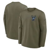 Detroit Lions Olive 2025 Salute to Service Sideline Coaches Therma-FIT Long