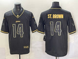 Detroit Lions #14 Amon-Ra St. Brown Black Retro Gold