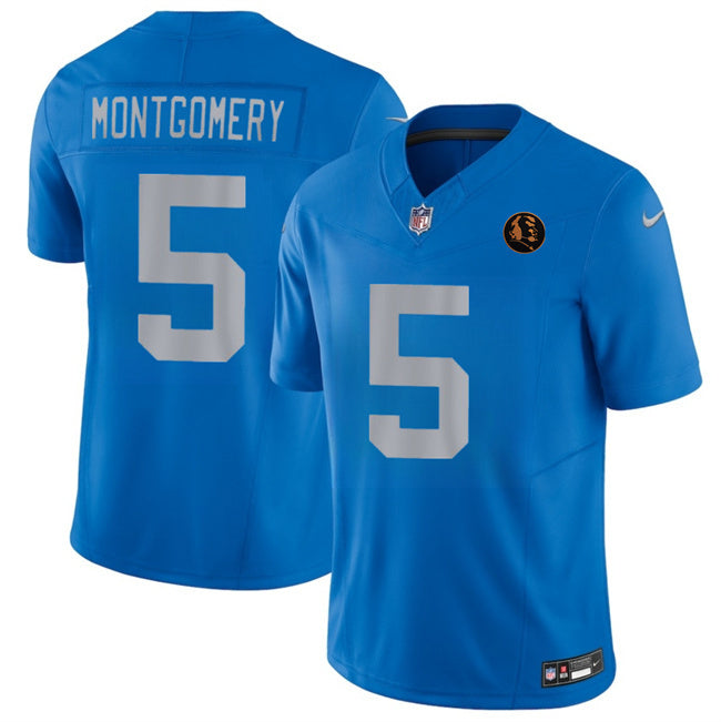 Detroit Lions #5 David Montgomery Blue 2025 F.U.S.E.With John Madden Patch