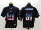 Detroit Lions #81 Calvin Johnson Black 2018 USA Flag Color Rush Limited Fashion