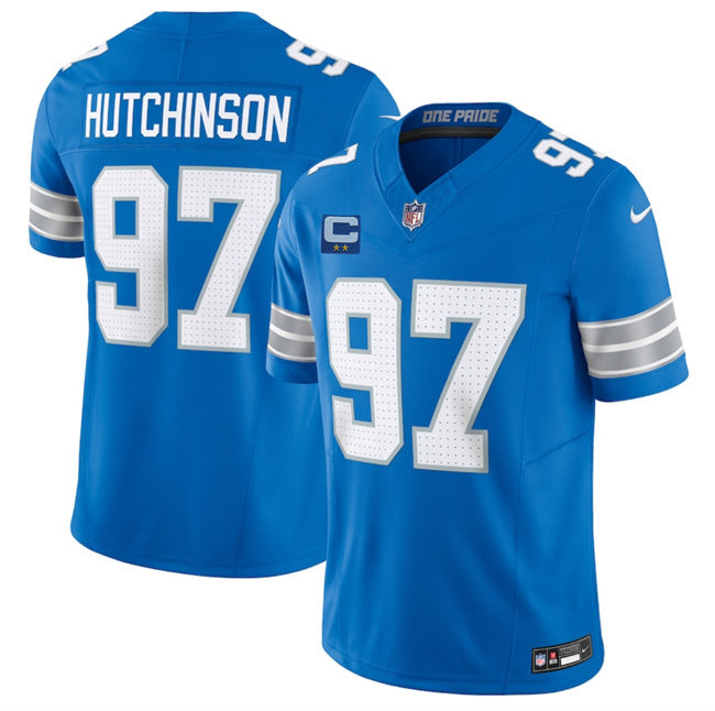 Detroit Lions #97 Aidan Hutchinson Blue 2025 F.U.S.E. With 2-Star C Patch Vapor