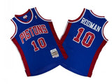 Detroit Pistons #10 Dennis Rodman Pistons 10 Colorful Blue 88-89 Season Mitchell Retro Jersey --. Rodman Style 2