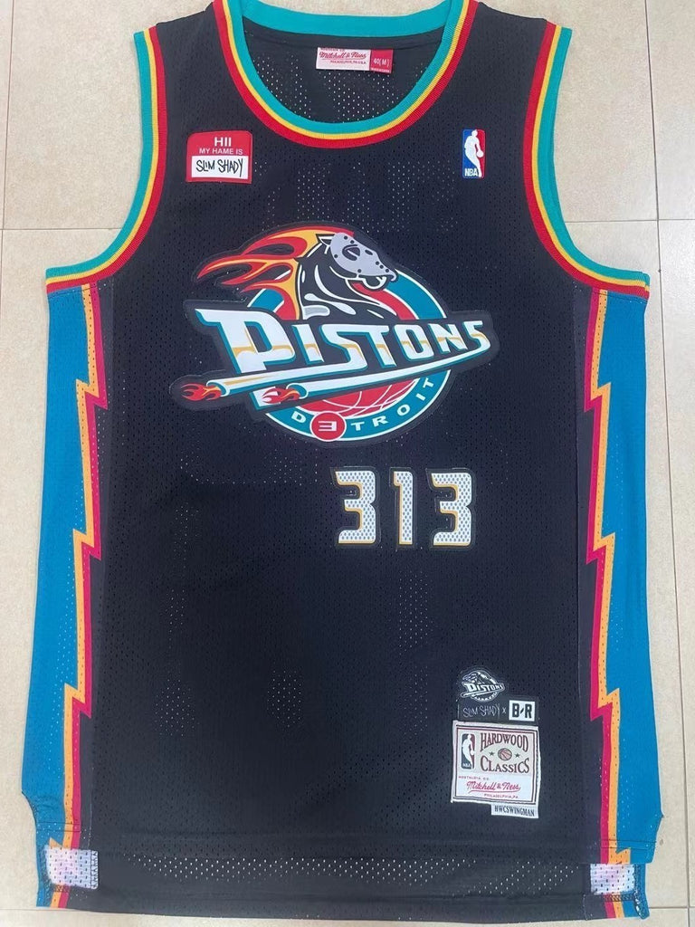 Detroit Pistons #313 Shady Pistons 313# Collaboration Retro Jersey Style 2