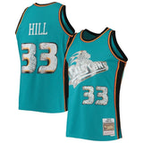 Detroit Pistons #33 Grant Hill Mitchell & Ness 1998-99 Hardwood Classics 75th Anniversary Diamond Swingman Jersey - Teal