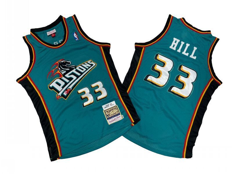 Detroit Pistons #33 Grant Hill Pistons 33 # Green 98-99 Season Mitchell Retro Jersey --. Hill Style 2