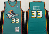 Detroit Pistons #33 Grant Hill Pistons 33# Green 1998-99 Hill Iverson Retro Jersey