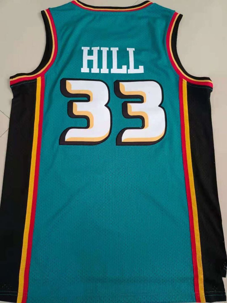 Detroit Pistons #33 Grant Hill Pistons 33# Green Hill Retro Jersey Style 3