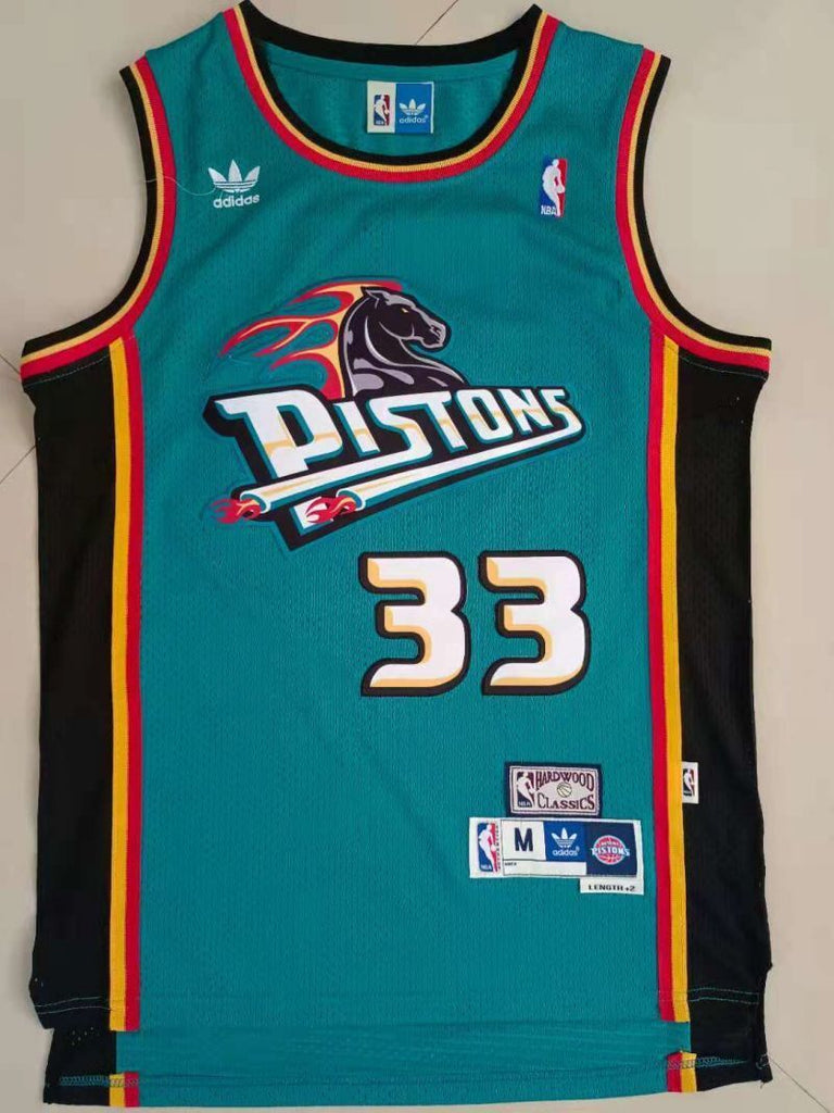 Detroit Pistons #33 Grant Hill Pistons 33# Green Hill Retro Jersey Style 4
