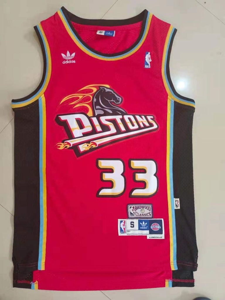 Detroit Pistons #33 Grant Hill Pistons 33# Red Hill Retro Jersey Style 4