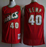 Detroit Pistons #40 Pistons ( Mesh Print ) 40 # Kemp Green White Red Style 3