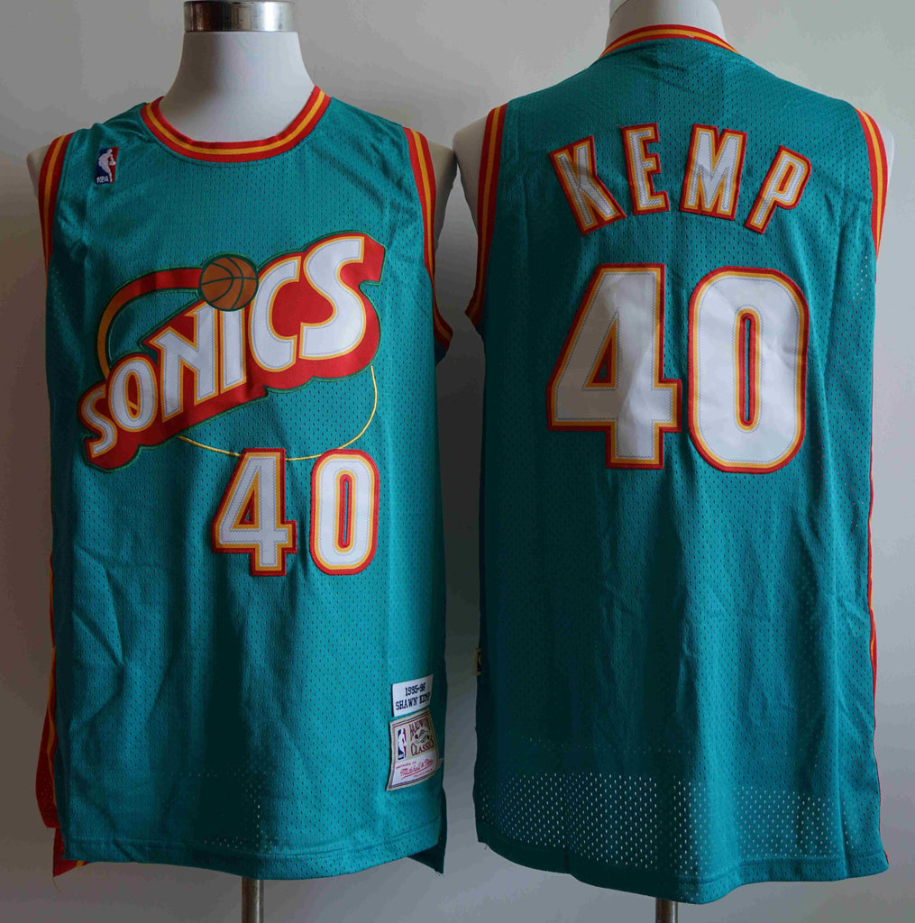 Detroit Pistons #40 Pistons ( Mesh Print ) 40 # Kemp Green White Red Style 4
