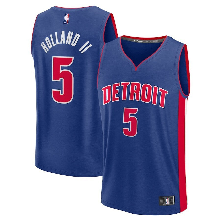 Detroit Pistons #5 Ron Holland 2024 NBA Draft Fast Break Player Jersey - Icon Edition - Blue