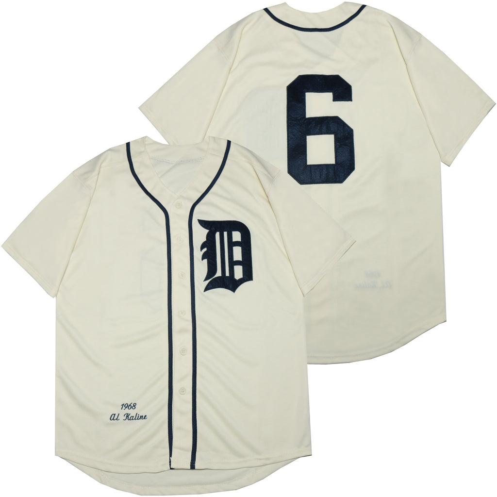 Detroit Tigers #6 Al Kaline Tigers 6 Off-White 1968 Retro