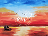 Digital Print Download of Original Acrylic Painting Sunset Over The Water