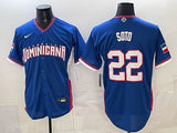 Dominican Republic Baseball #22 Juan Soto Blue 2026 World Baseball Classic 26 World Cup