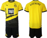 Dortmund Custom 2023 24 Yellow Black Home Soccer Jersey Suit