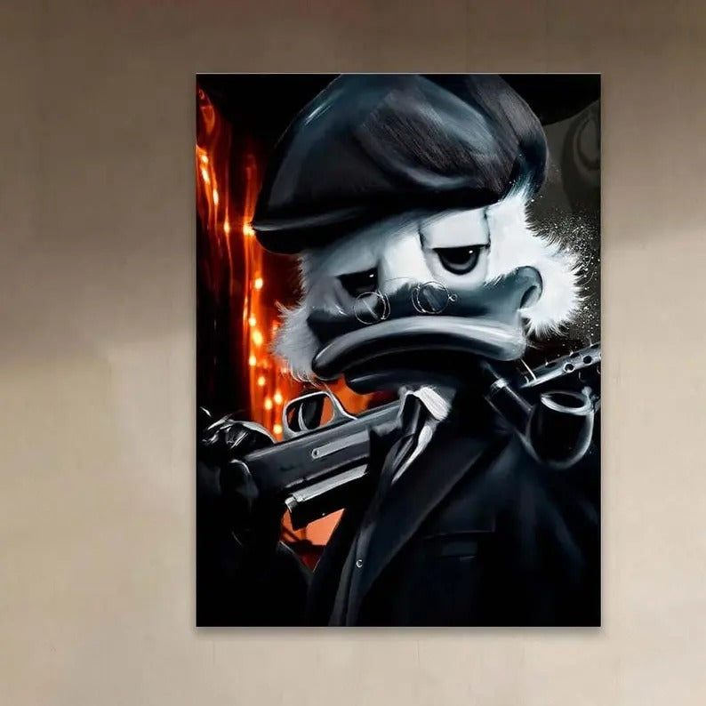 Duck Mafia Scrooge Canvas Print, Pop Art, Fashion Art, Room Decor, Gift for Him,Cartoom Monopoly Art Print, Cash Money Art,Office Decor Gift