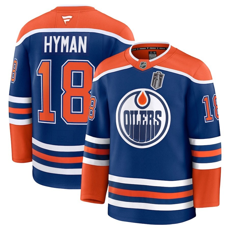 Edmonton Oilers #18 Zach Hyman 2025 Stanley Cup Final Home Premium Jersey - Royal
