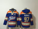 Edmonton Oilers #97 Connor McDavid Blue Lace-Up Pullover Hoodie
