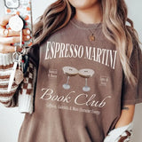 Espresso Martini Shirt,  Book Club Tshirt, Coffee Lover Gift, Bookworm Tee, Librarian Crewneck, Bookish Cocktail Lover Shirt