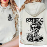 Expensive Difficult And Talks Back Hoodie, Mom Skeleton Hoodie, Trendy Front And Back Hoodie