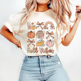 Fall Vibes T-Shirt, Fall T-Shirt, Autumn T-Shirt, Retro fall T-Shirt, Fall , Coquette pumpkin T-Shirt, Coffee fall T-Shirt, Fall Autumn Shirt