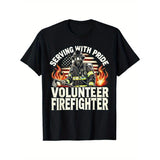 Fire Department Serving With Pride Volunteer Firefighter T-Shirt Made in USA
