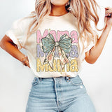 Floral Mama Coquette T-Shirt, Boho Mama T-Shirt, Mothers Day T-Shirt, Mama Varsity T-Shirt, Spring Floral T-Shirt, Gift for Mom, Pink Mama T-Shirt, Preppy Mama