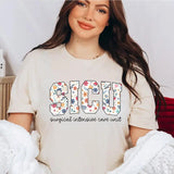 Floral SICU Nurse Shirt, Wildflower SICU Nurse sweater,  Surgical Intensive Care Unit Appreciation Gift Fabric Fit