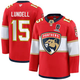 Florida Panthers #15 Anton Lundell Red Home 2025 Stanley Cup Champions Patch