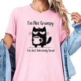 Funny Grumpy Cat Shirt, Homebody Antisocial Shirt, Cat Coffee Pet Lover Gift Indoorsy Cat Mom Sarcastic Shirt, Gift For Best Friend, Top Womenswear