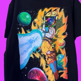 Galaxy Personage T-shirts Neon - Black T-shirt with Vibrant Space and Character Design Tshirt