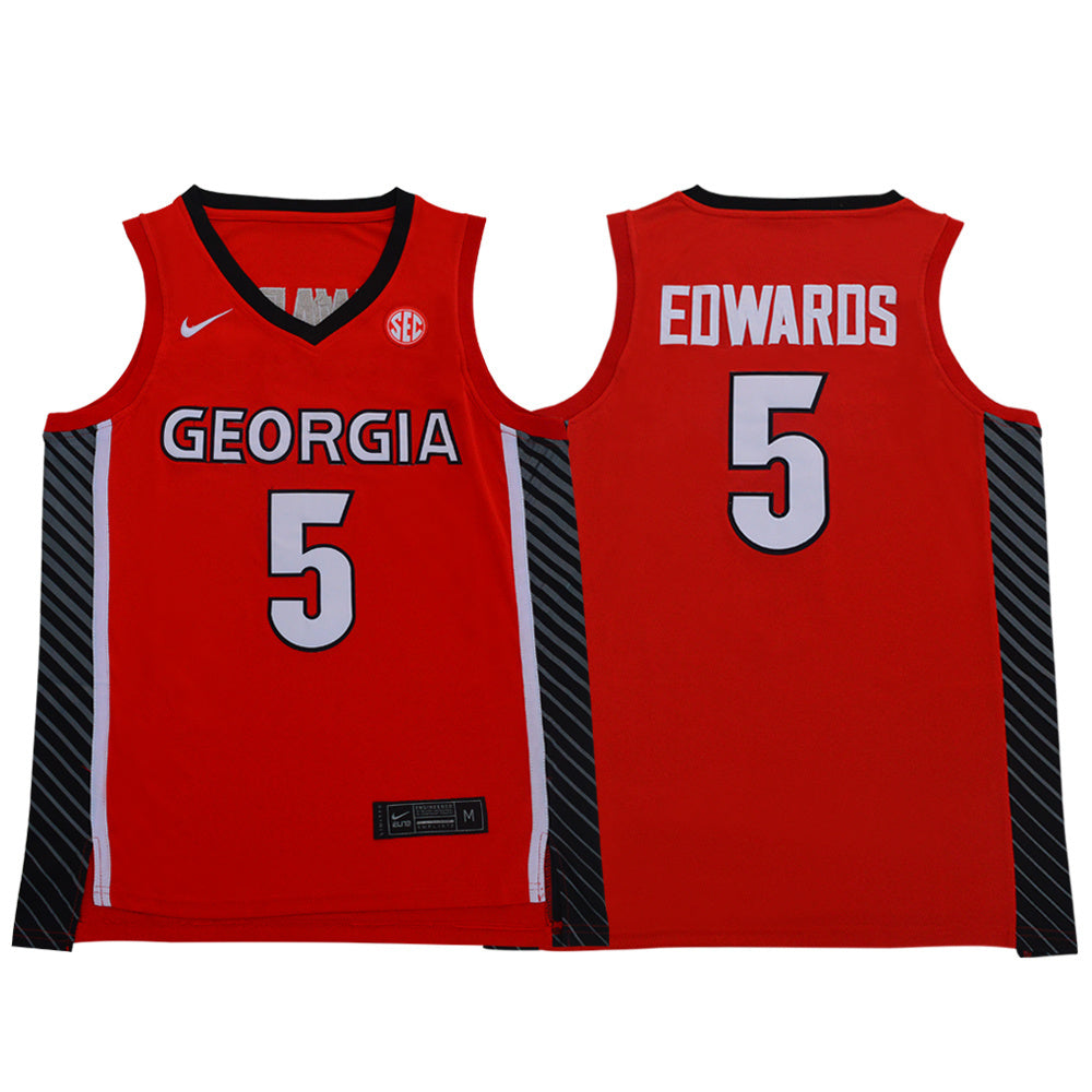 Georgia Bulldogs #5 Anthony Edwards Basketball Red