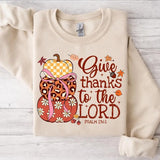 Give Thanks To The Lord Sweatshirt, Fall Pumpkin Tee, Thanksgiving Coquette Sweater, Leopard Christian Fall , Jesus Cross