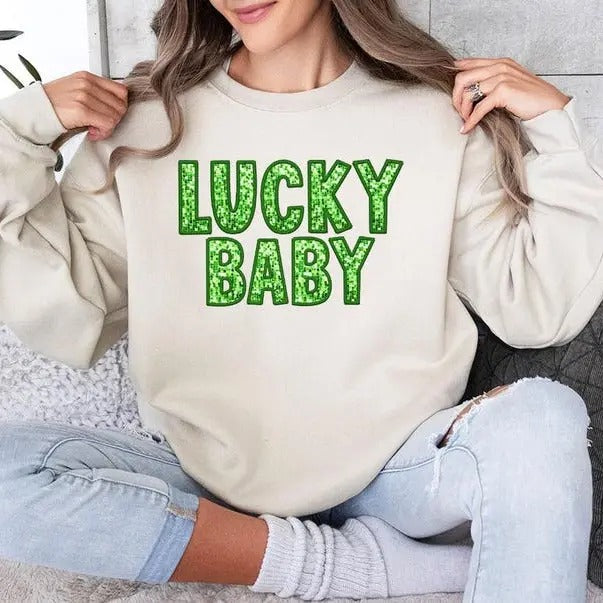Glitter Lucky Sweatshirt, Glitter Lucky St Patricks Day Shirt,sweatshirt,hoodie, Shamrock Sweater, Saint Patrick's Shirt, Lucky Shirt, Gift For Mom