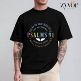 God Is My Refuge and My Fortress T-Shirt Casual Style Crew Neck Short Sleeve T-Shirt Tops Trendy for Unisex, Perfect Gift