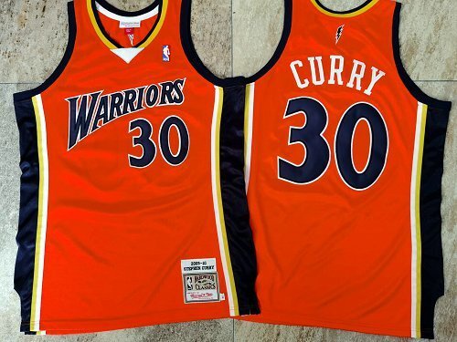Golden State Warriors #30 Stephen Curry Mitchell&Ness Warriors 30 # Curry Retro Orange Embroidered Jersey