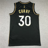 Golden State Warriors #30 Stephen Curry New Warriors 30 Black Gold Style 1