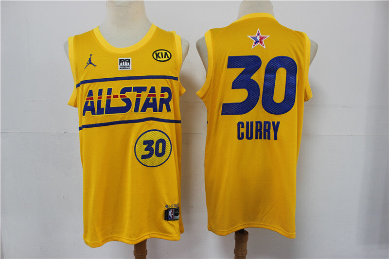 Golden State Warriors #30 Stephen Curry Warriors 30 # 20-21 Season All-Star Yellow Jersey -- With Logo