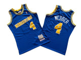 Golden State Warriors #4 Webber Warriors 4 # Blue 93-94 Season Mitchell Retro Jersey -- Chris . Webber