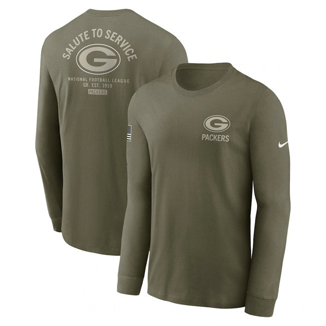 Green Bay Packers Olive 2025 Salute to Service Sideline Long Sleeve T-Shirt