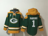 Green Bay Packers #1 Micah Parsons Green Lace-Up Pullover Hoodie