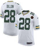 Green Bay Packers #28 A. J. Dillon White 2025 New With John Madden Patch Vapor