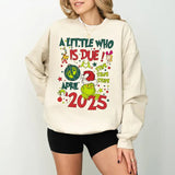 Grincmas Pregnancy Announcement Sweatshirt, Christmas Maternity, Christmas Pregnancy shirt, A Little Who Is Due Sweatshirt, Baby Reveal