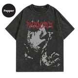 Grunge Punk Men's Blurred Portrait Print Washed T-Shirt, High Street Vintage Tshirt, Sweatshirt, Hoodie Size S- 3XL,Gift For Women Top Womenswear Underwear Humen, Underwear Tshirt Lady Streetwear Human Shortsleeve Shoe Tropical Round Neck